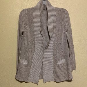 BKE Sweater Open Cardigan L Gray Brown Stretchy Knit Long Sleeve Cotton Viscose